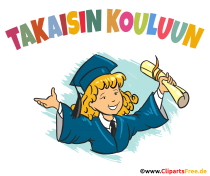 Schule Beginn auf Finnisch Clipart, Illustration, e-Card