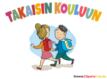 Zurück in die Schule Finnisch Clipart, Glückwunschkarte, Bild