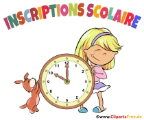 Einschulung in erster Klasse Französisch Clipart, Bild, Plakat