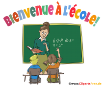 Schulbeginn Clipart, Plakat auf Französisch