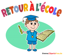 Wieder Schule Französisch Illustration, Plakat, Vorlage