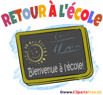 Zurück in die Schule auf Französisch Clipart, Illustration, Bild