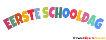 Eerste Schooldag Text Vorlage mit bunten Buchstaben zum Drucken