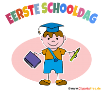 Erster Schultag Clipart, e-Card, Plakat  in Dutch