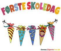 Erster Tag in der Schule Norwegisch Clipart, Illustration