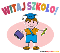Einschulung auf Polnisch Clipart, Grusskarte, Bild