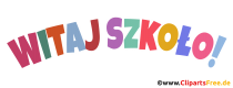 Hallo Schule auf Polnisch in bunten Buchstaben drucken
