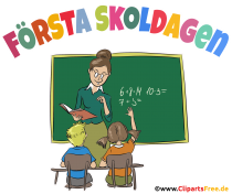 Der erste Schultag in der Schule Schweden Clipart, Grafik, Cartoon