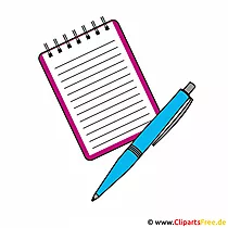 Free Clipart Schule - Notizbuch und Kugelschreiber