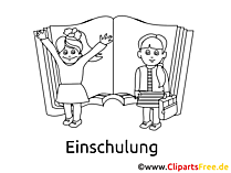 Malbild Schule und Kinder