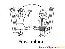 Malbild Schule und Kinder