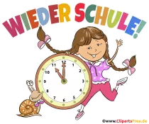 Schülerin freut sich auf die Schule - Clipart Schulanfang