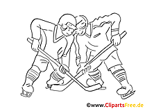 Eishockey Bild, Clipart, Grafik, Comic schwarz-weiss zum Ausdrucken