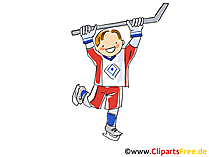 Spieler mit Eishockeyschlaeger Bild, Illustration, Clipart, Comic, Cartoon gratis