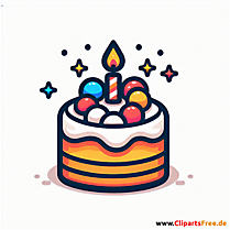 Kuchen mit Kerze Clipart - Bilder zum Thema Backwaren