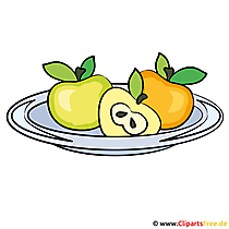 Obst auf dem Tablett - Speisekarte Clipart