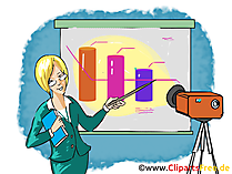 Business-Frau praesentiert Clipart, Bild, Grafik, Cartoon gratis