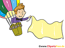 Luftballon mit Flagge Clipart, Bild, Grafik, Cartoon