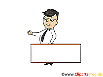 Maennchen mit leerem Plakat Bild, Clipart, Cartoon