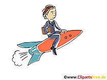 Manager auf einer Rakete Clipart, Grafik