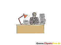 Mann arbeitet am Schreibtisch Clipart, Grafik