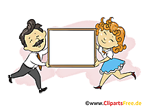 Mann und Frau mit Werbeplakat Bild, Grafik, Clipart