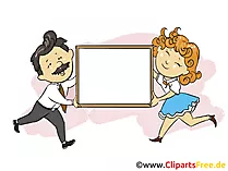 Mann und Frau mit Werbeplakat Bild, Grafik, Clipart