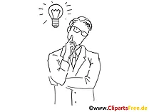 Mensch denkt Clipart schwarz-weiss