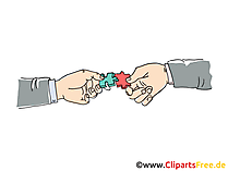 Zwei Hände fügen Puzzle zusammen Clipart-Bild