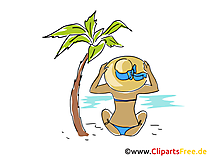 Frau am Strand Clipart, Bild, Cartoon, Comic, Grafik