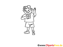 Urlauber Zeichnung, Clipart, Bild schwarz-weiss, Grafik, Comic, Cartoon