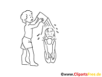 Wasserspiele Zeichnung, Clipart, Bild schwarz-weiss, Grafik, Cartoon gratis