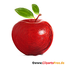 Apfel mit Blättern Zeichnung mit Buntstiften, Clipart