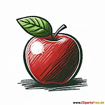 Handgezeichneter roter Apfel Zeichnung, Bild, Clipart