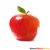 Rødt eple utklipp, bilde, illustrasjon gratis