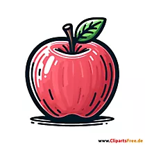 Roter APfel einfach gezeichnet Clipart, Bild, Illustration