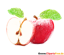 Clipart de duas maçãs desenhado com canetas