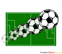Ball fliegt über Fussballfeld Ball fliegt über Fussballfeld