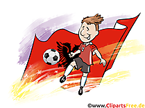 Fussballspieler mit Ball und Flagge Albaniens Clipart