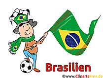 Fussball, Brasilianische Fahne - Sport Clip Art Bilder