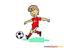 Junge spielt Fussball Clipart