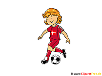 Mädchen spielt Fussball Clipart, Bild, Comic