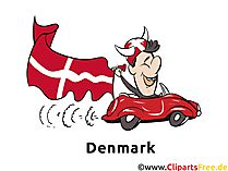 Viking im Auto mit Flagge - Dänemark Bilder