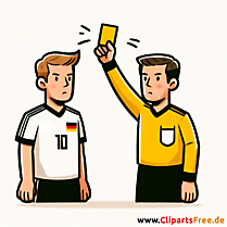Deutscher Fussballspieler bekommt gelbe Karte Clipart - Bilder zum Thema Fußball