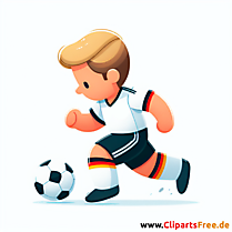 Deutscher Fussballspieler dribbelt den Ball Clipart - Bilder zum Thema Fußball