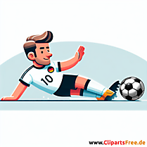 Deutscher Fussballspieler macht Grätsche Clipart - Bilder zum Thema Fußball