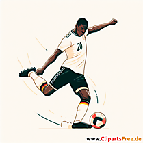 Deutscher Fussballspieler schießt Freistoß Clipart - Bilder zum Thema Fußball