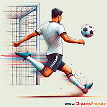 Deutscher Fussballspieler schießt Tor Clipart - Bilder zum Thema Fußball