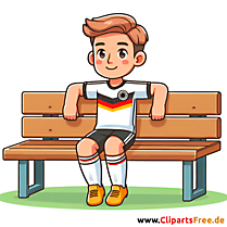 Deutscher Fussballspieler sitzt auf der Bank Clipart - kostenlose Fußballbilder