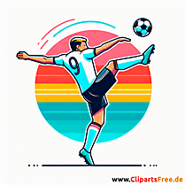 Deutscher Spieler schießt den Ball über den Kopf Clipart - Bilder zum Thema Fußball